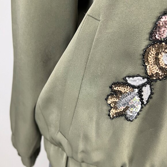 Chicos Collectibles Womens Plus Green Embroidered Bomber Jacket Sequins size XXL - Picture 8 of 16
